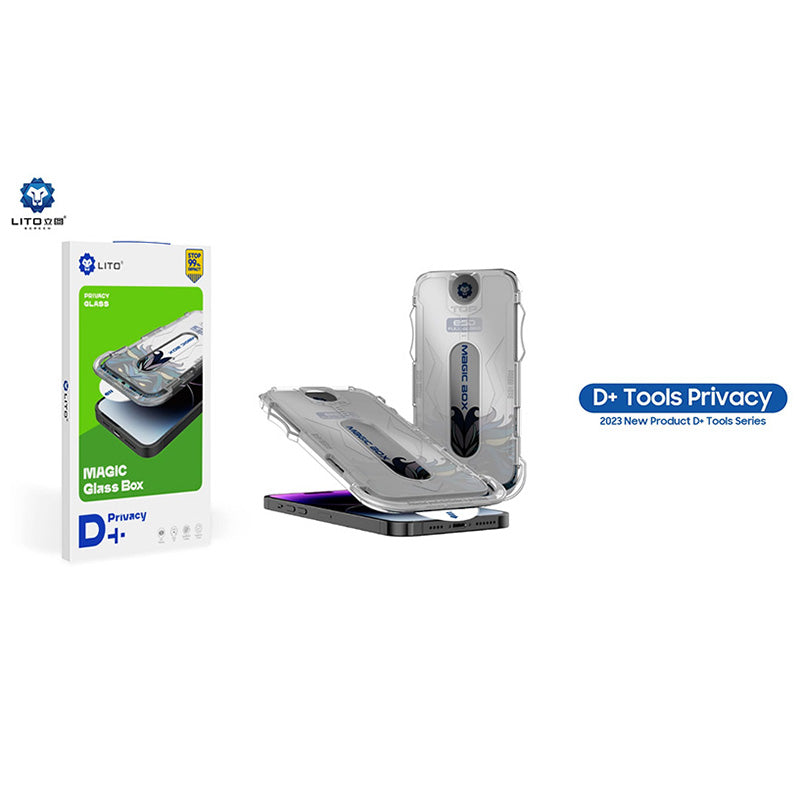 Ochranná fólia na displej Privacy Lito Magic Glass Box D+ Tools pre Apple iPhone 16 Pro Max, tvrdené sklo, plné lepidlo