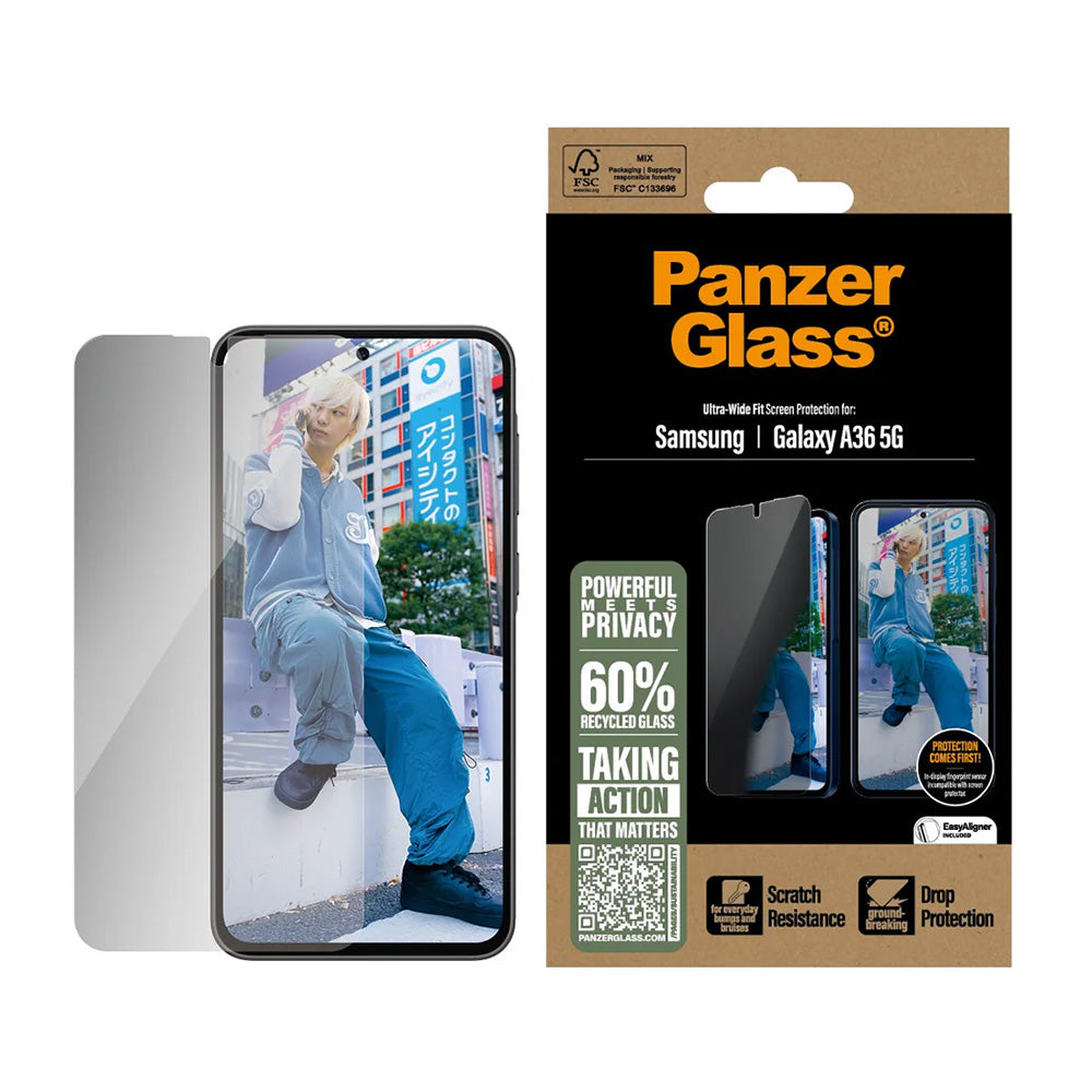 Ochranná fólia na displej Privacy PanzerGlass Ultra-Wide Fit pre Samsung Galaxy A36 A366, Kalené sklo, Full Glue