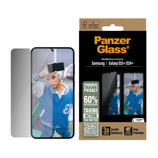 Ochranná fólia na displej Privacy PanzerGlass Ultra-Wide Fit pre Samsung Galaxy S25+ S936 / S24+ S926, Kalené sklo, Full Glue
