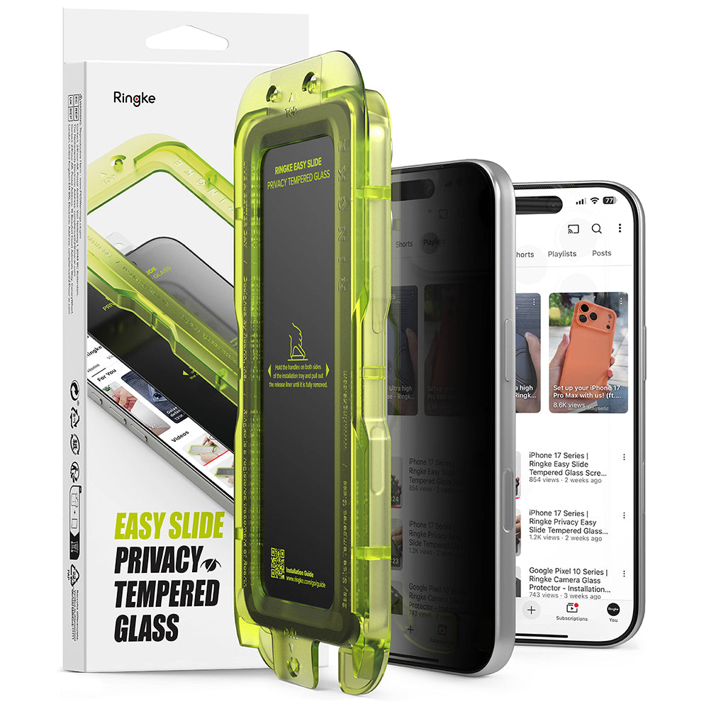 Ochranná fólia na displej Privacy Ringke Easy Slide pre Apple iPhone 18 Pro, tvrdené sklo, plné lepidlo, sada 2 kusov
