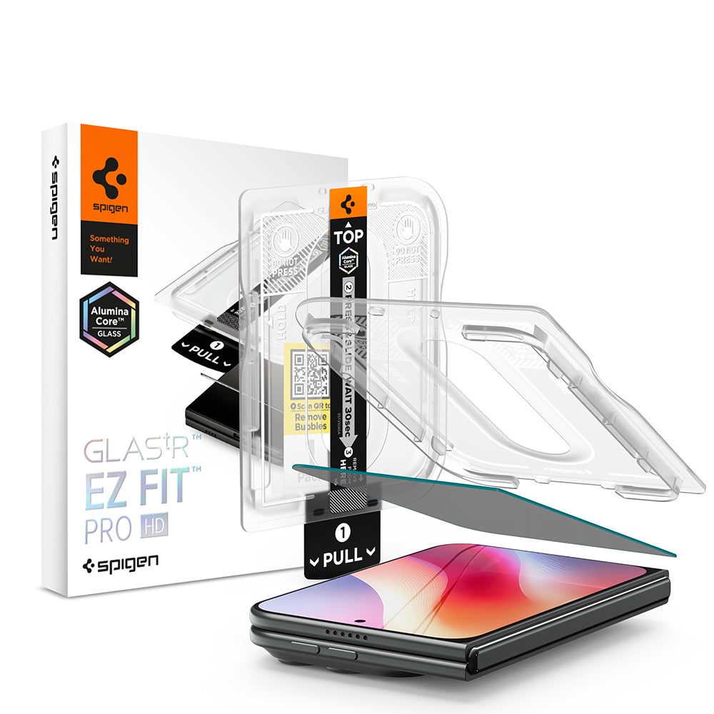 Ochranná fólia na vonkajší displej Privacy Spigen GlastR EZ FIT Pro HD pre Apple iPhone Duo, tvrdené sklo, plné lepidlo AGL12016