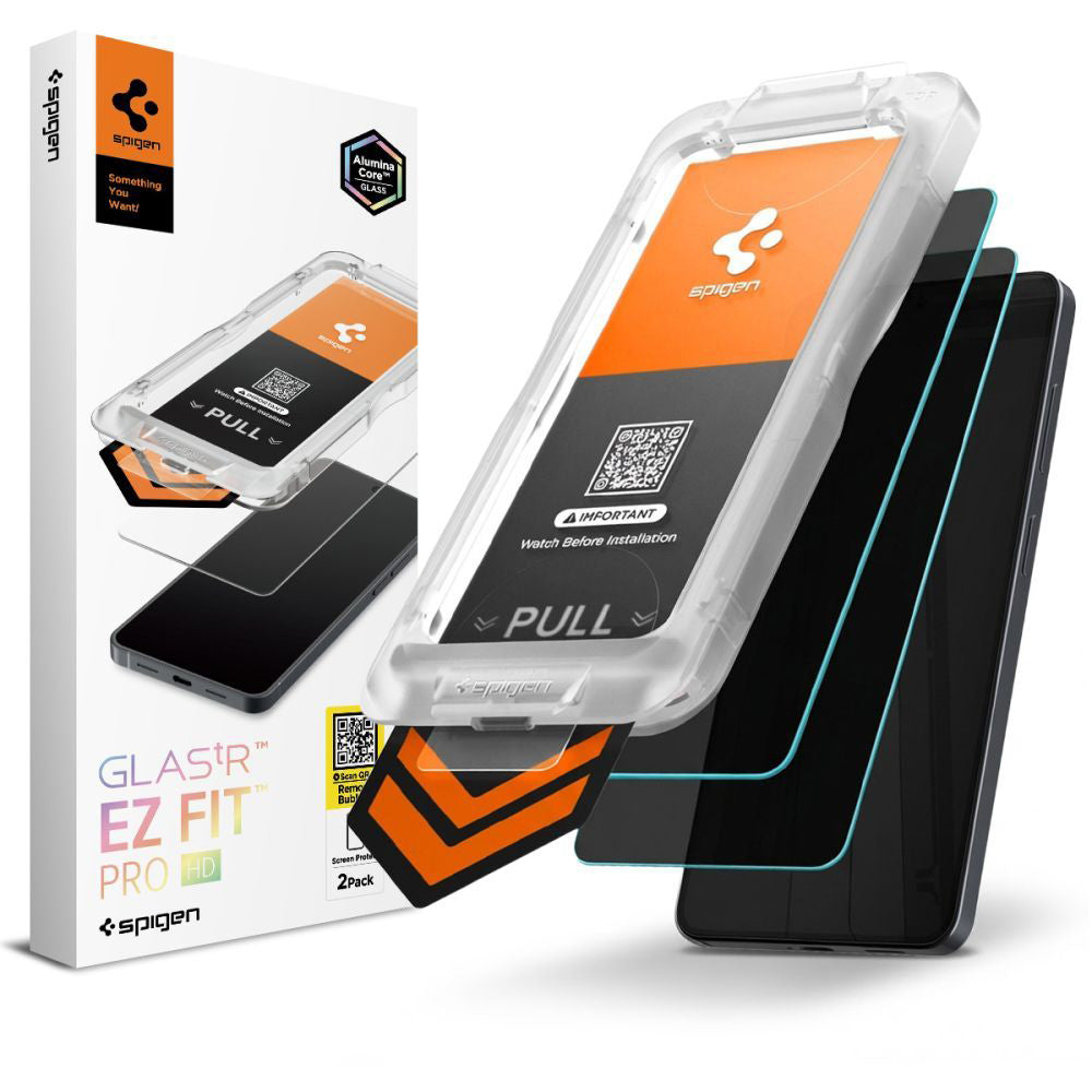 Ochranná fólia na displej Privacy Spigen GlastR EZ FIT Pro HD pre Samsung Galaxy S26 S942, Kalené sklo, Full Glue, Sada 2 kusy AGL11096