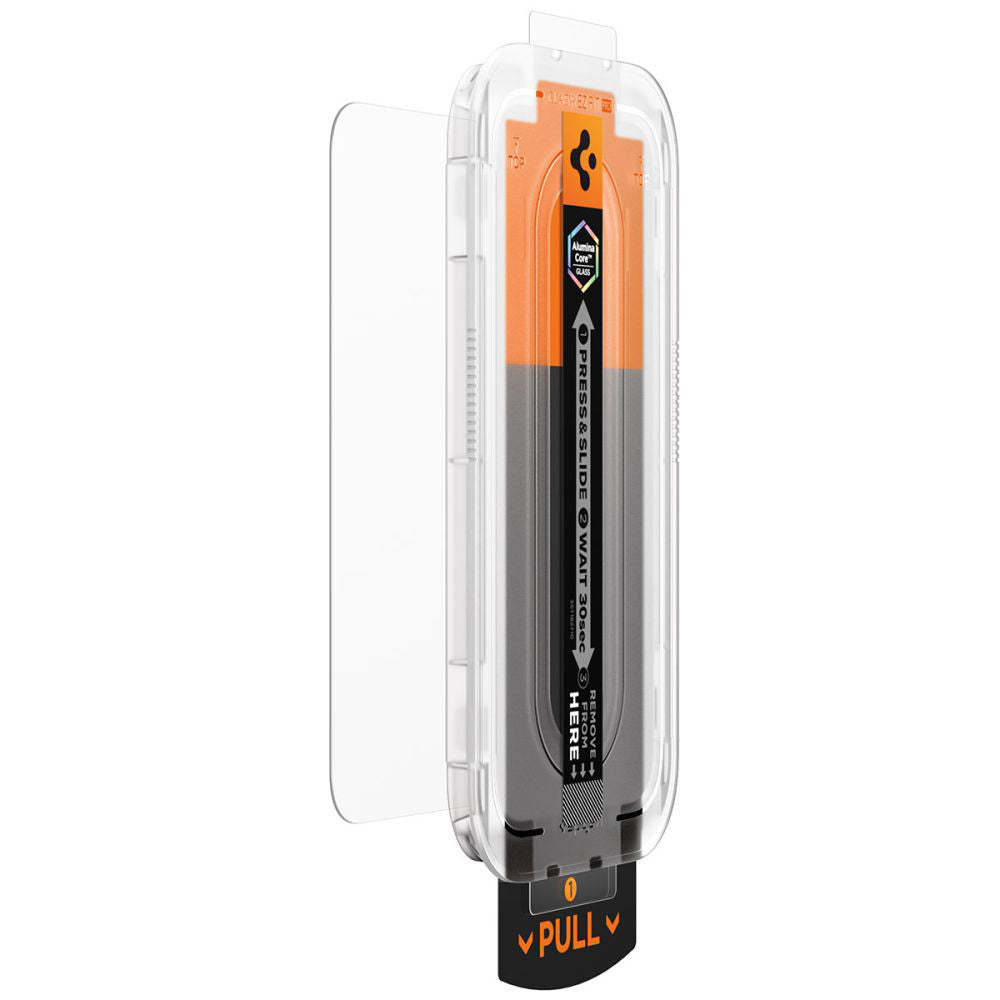 Ochranná fólia na displej Privacy Spigen GlastR EZ FIT Pro pre Apple iPhone 17 Pro / 17 / 16 Pro, Kalené sklo, Full Glue AGL10098