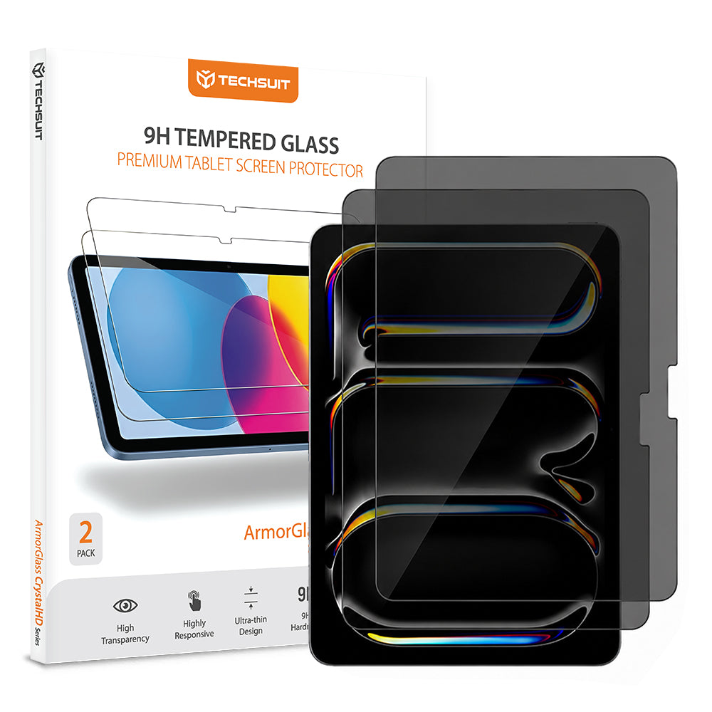 Ochranná fólia na displej Privacy Techsuit ArmorGlass CrystalHD pre Apple iPad Air 13 (2026), tvrdené sklo, plné lepenie, sada 2 kusy