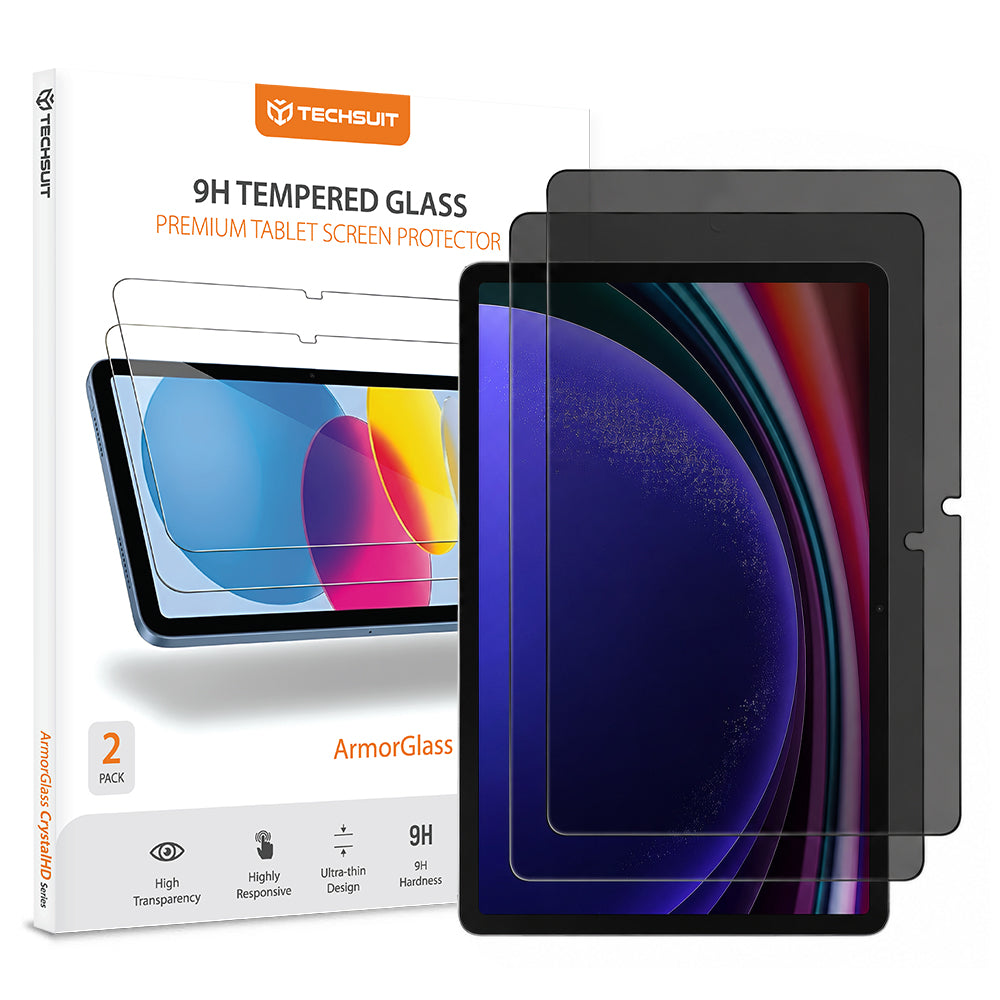 Ochranná fólia na displej Privacy Techsuit ArmorGlass CrystalHD pre Samsung Galaxy Tab S10 Lite, tvrdené sklo, plné lepidlo, sada 2 kusy