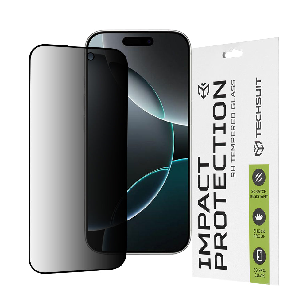 Ochranná fólia na displej Privacy Techsuit pre Apple iPhone 16 Pro, Tvrdené sklo, Full Glue, 111D