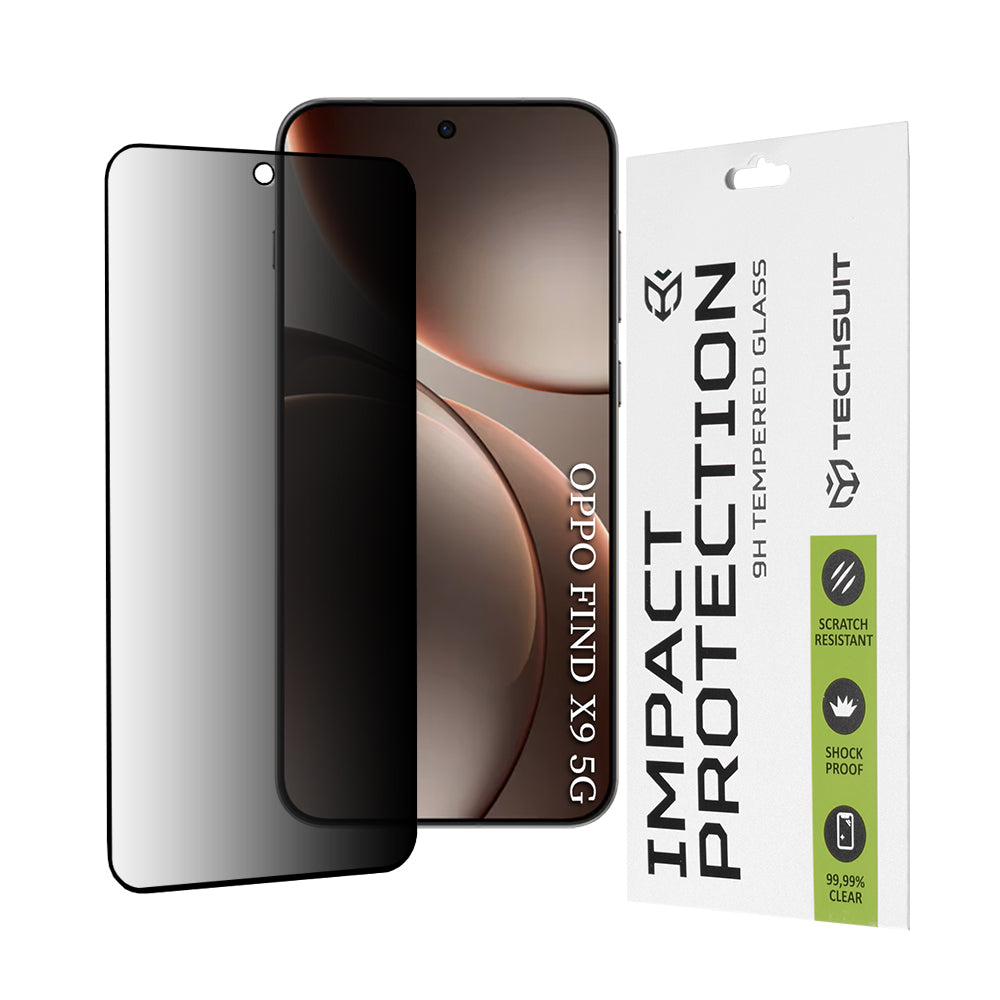 Ochranná fólia na displej Privacy Techsuit pre Oppo Find X9, Kalené sklo, Full Glue, 111D