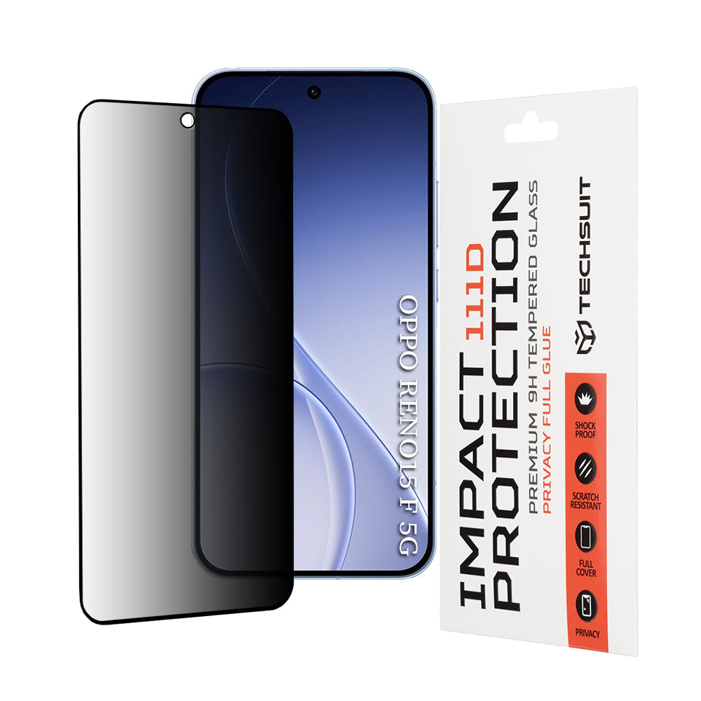 Ochranná fólia na displej Privacy Techsuit pre Oppo Reno15 FS / Reno15 F, Kalené sklo, Full Glue, 111D