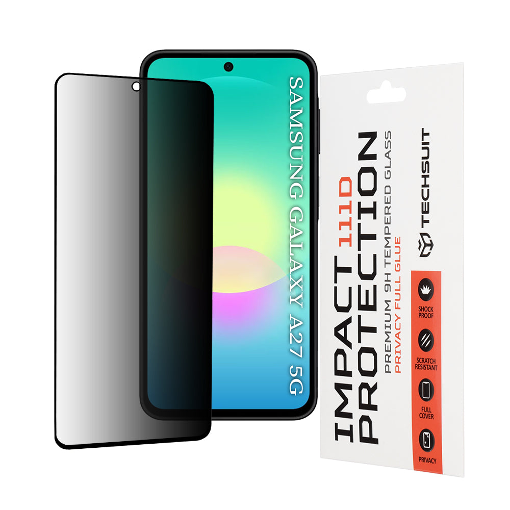 Ochranná fólia na displej Privacy Techsuit pre Samsung Galaxy A27 5G, tvrdené sklo, plné lepidlo, 111D