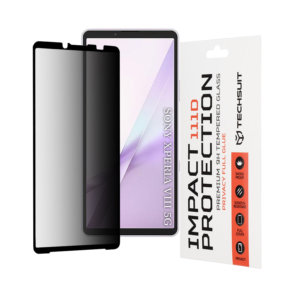 Ochranná fólia na displej Privacy Techsuit pre Sony Xperia 10 VIII, tvrdené sklo, plné lepidlo, 111D