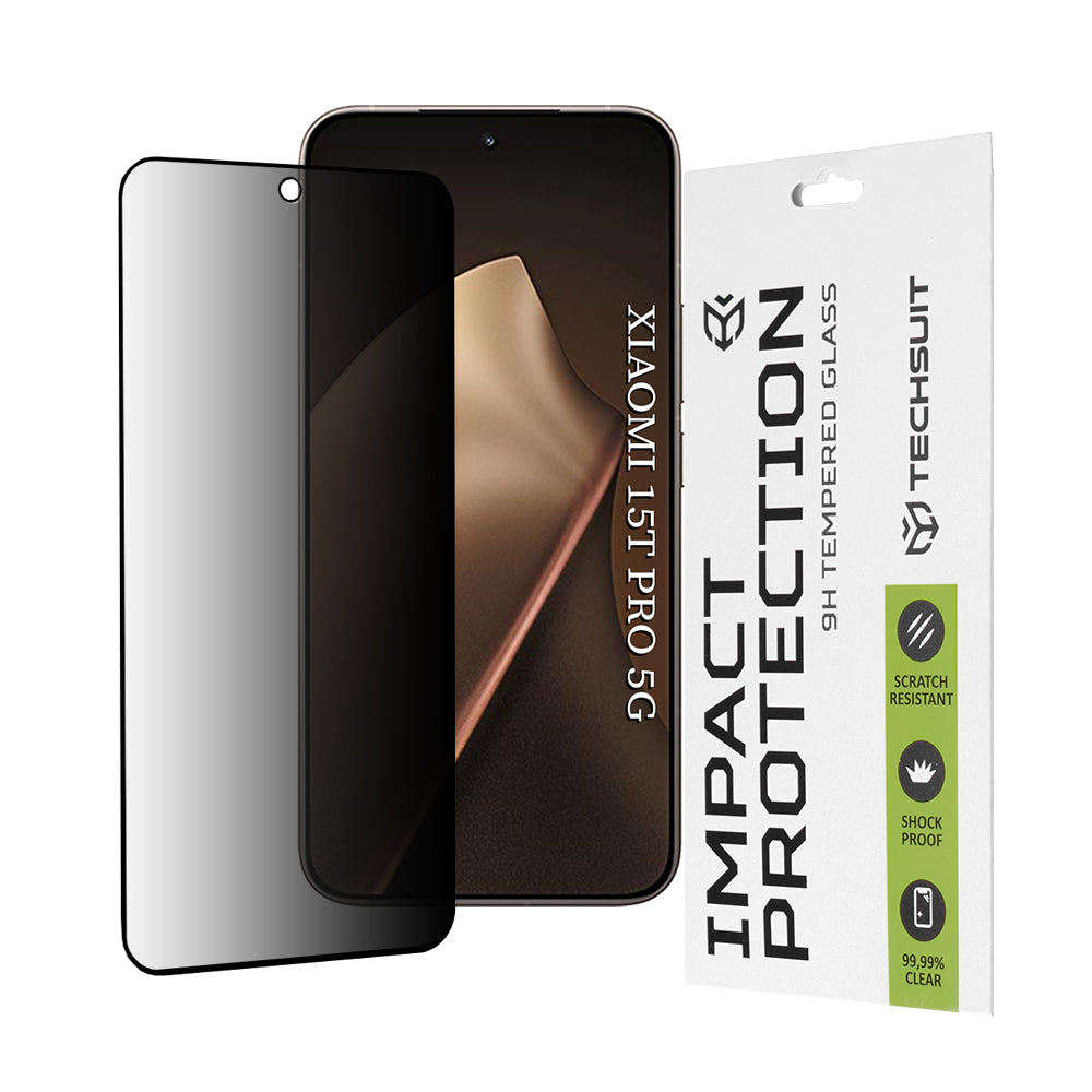 Ochranná fólia Privacy Techsuit pre Xiaomi 15T Pro, Kalené sklo, Full Glue, 111D