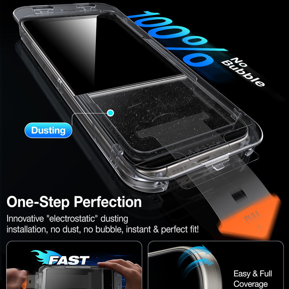 Privacy Screen Protector Torras GlassGo Install Master for Apple iPhone 16 Pro, Tempered Glass, Full Glue