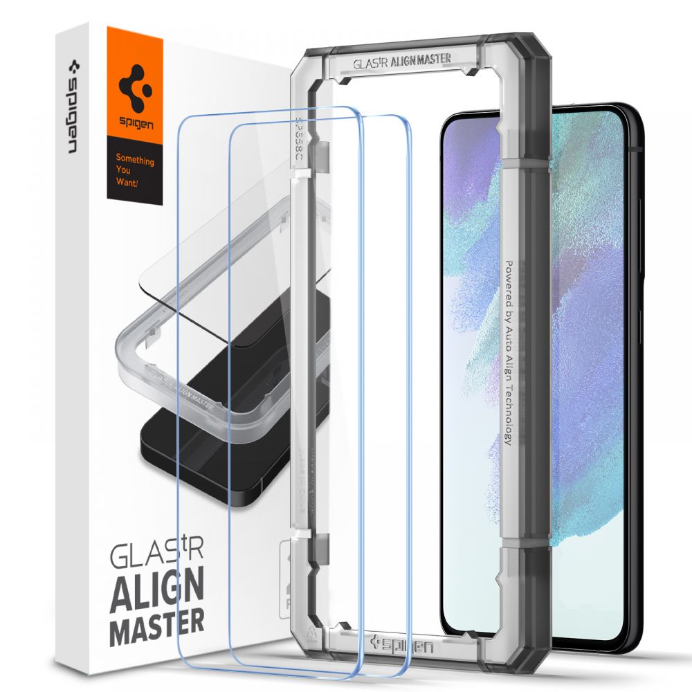 Ochranná fólia na displej Spigen GlastR Align Master pre Samsung Galaxy S21 FE 5G G990, Kalené sklo, Full Glue, Sada 2 kusy AGL03088