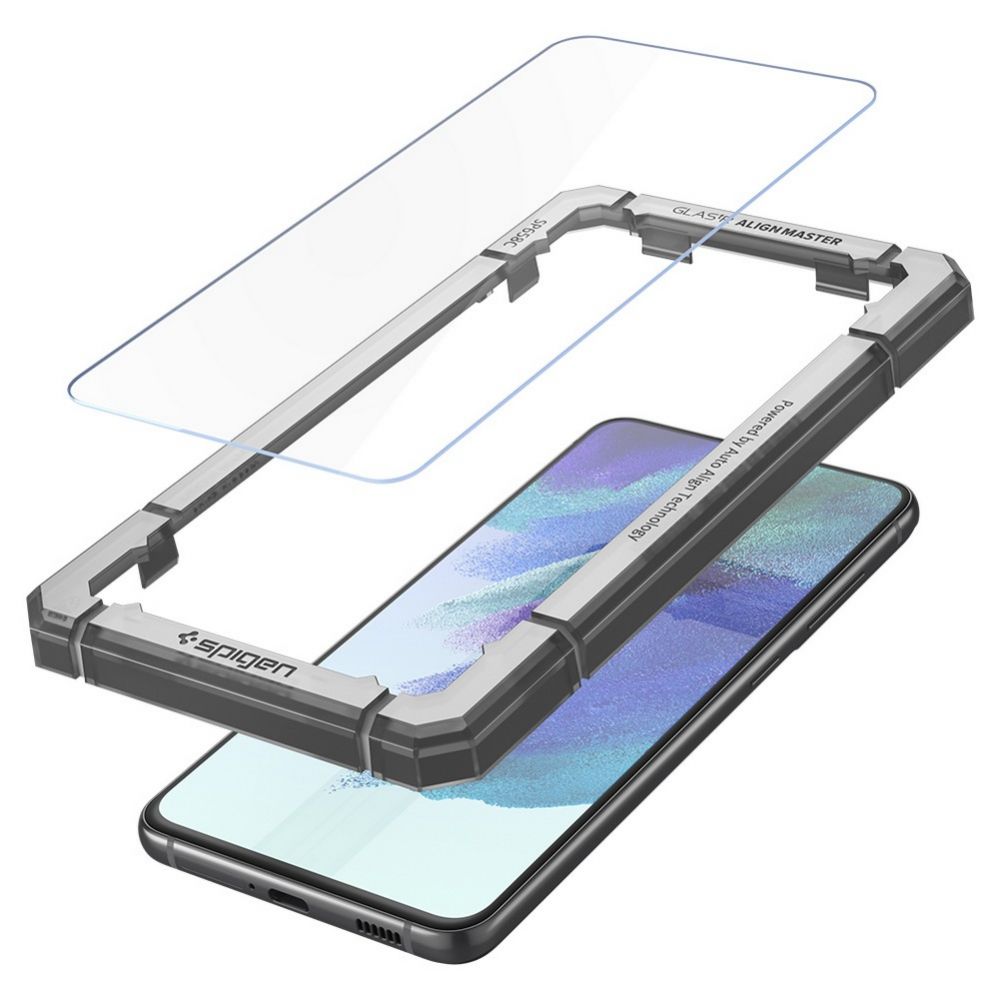 Ochranná fólia na displej Spigen GlastR Align Master pre Samsung Galaxy S21 FE 5G G990, Kalené sklo, Full Glue, Sada 2 kusy AGL03088