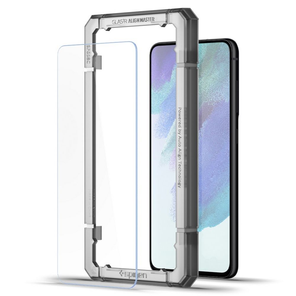 Ochranná fólia na displej Spigen GlastR Align Master pre Samsung Galaxy S21 FE 5G G990, Kalené sklo, Full Glue, Sada 2 kusy AGL03088