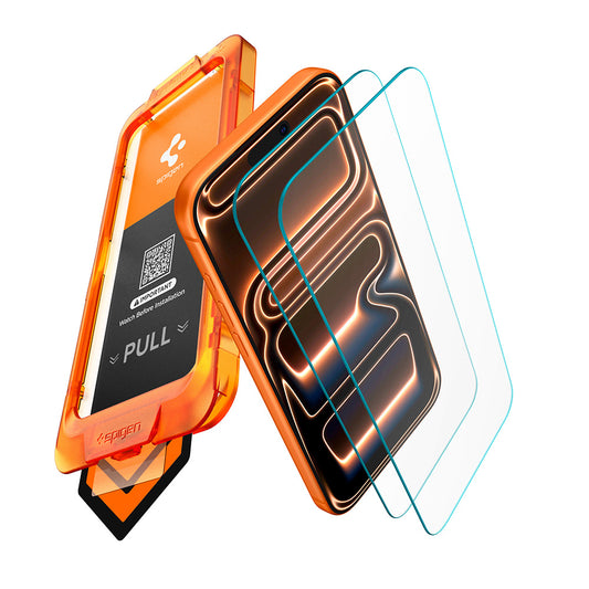 Ochranná fólia na displej Spigen GlastR AlignMaster S pre Apple iPhone 18 Pro / 17 Pro, tvrdené sklo, plné lepidlo, sada 2 kusy AGL10105