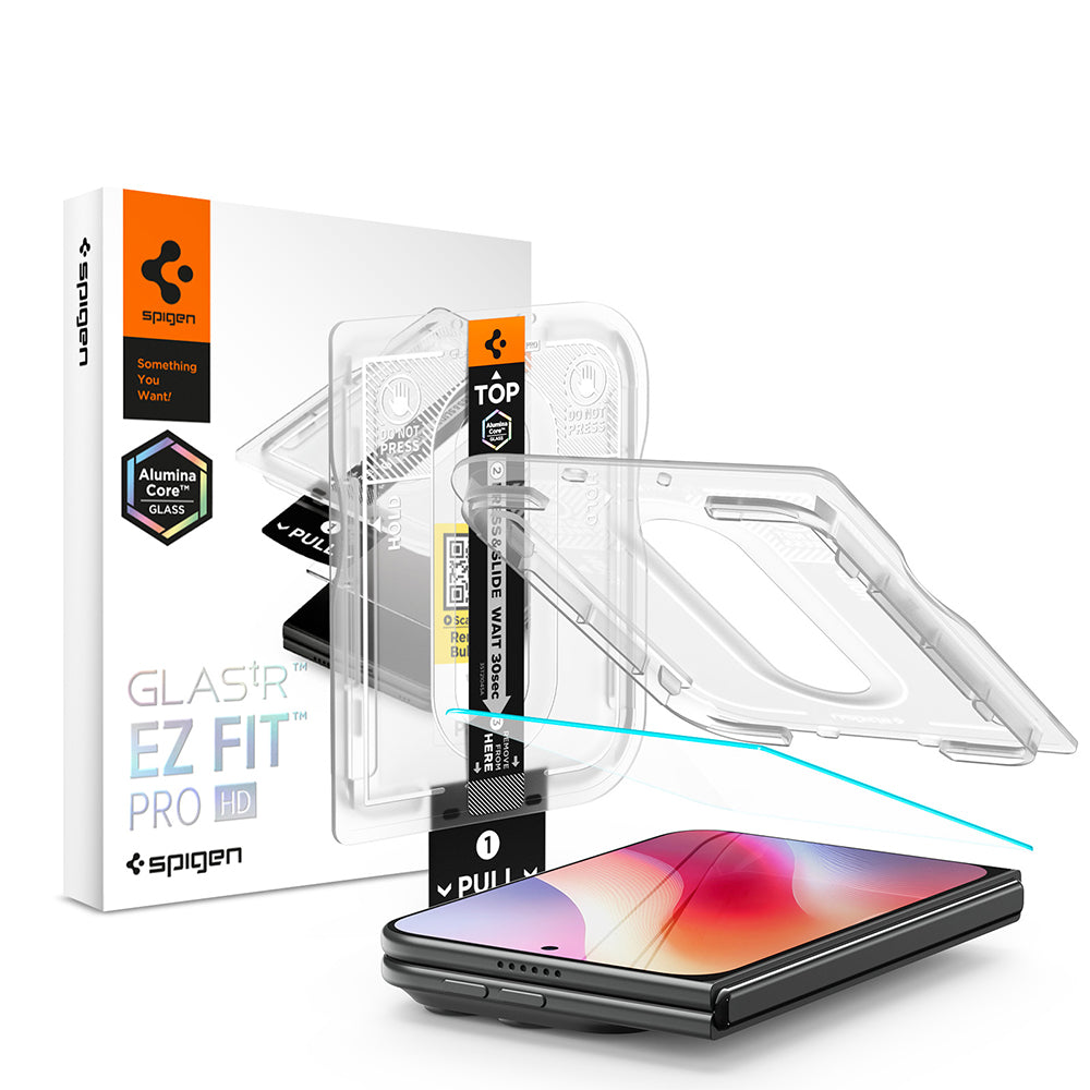 Ochranná fólia na vonkajší displej Spigen GlastR EZ FIT Pro HD pre Apple iPhone Duo, tvrdené sklo, Full Glue AGL12014