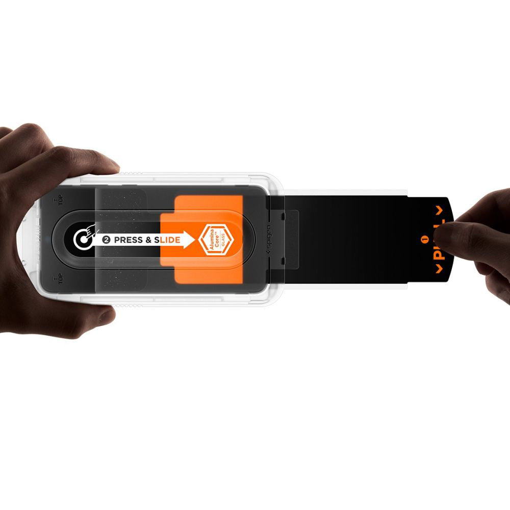 Ochranná fólia na displej Spigen GlastR EZ FIT Pro HD pre Samsung Galaxy S25 FE, Tvrdené sklo, Full Glue, Sada 2 kusy AGL10202