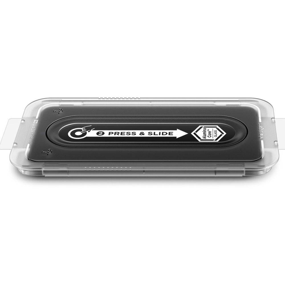 Ochranná fólia na displej Spigen GlastR EZ FIT Pro HD pre Samsung Galaxy S25 FE, Tvrdené sklo, Full Glue, Sada 2 kusy AGL10202