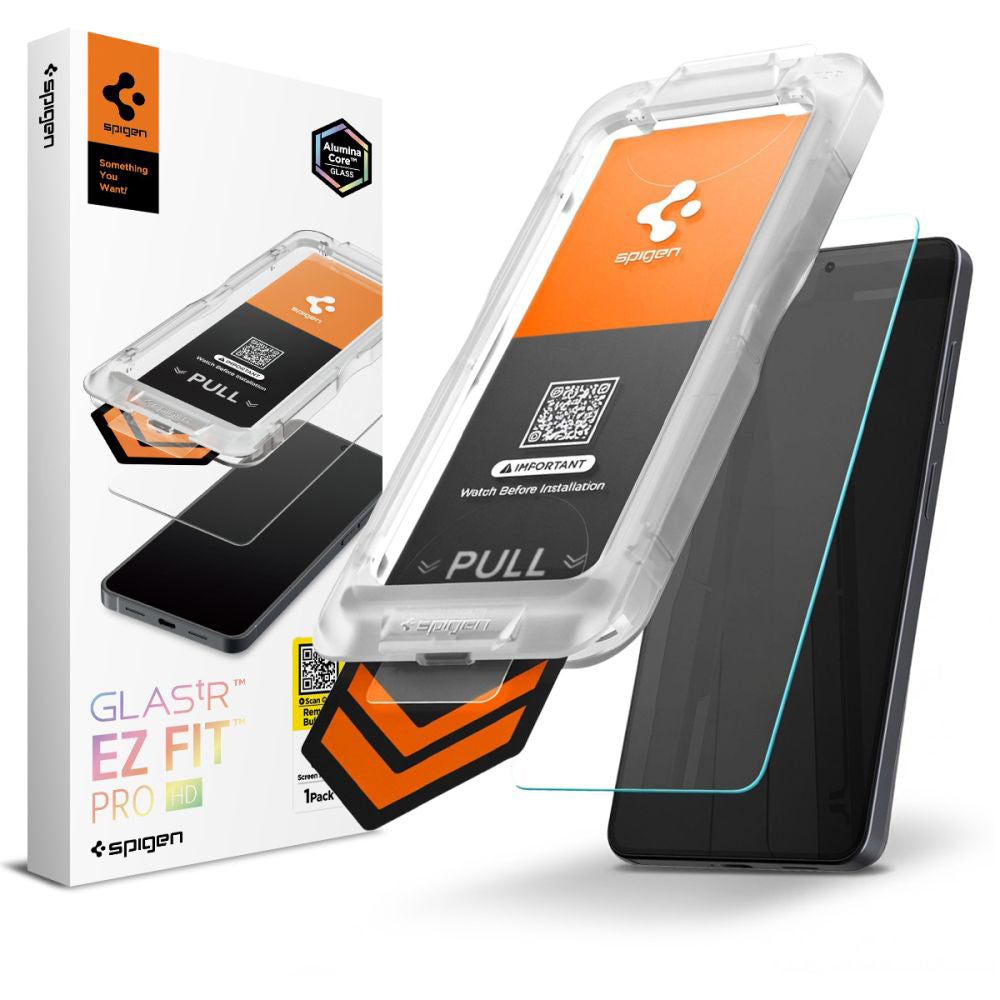 Ochranná fólia na displej Spigen GlastR EZ FIT Pro HD pre Samsung Galaxy S26 S942, Kalené sklo, Full Glue AGL11097