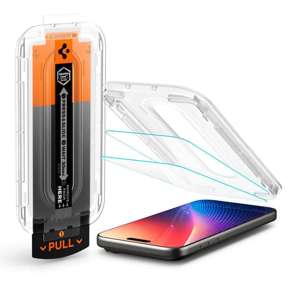 Ochranná fólia na displej Spigen GlastR EZ FIT Pro pre Apple iPhone 17 Pro Max / 16 Pro Max, Kalené sklo, Full Glue