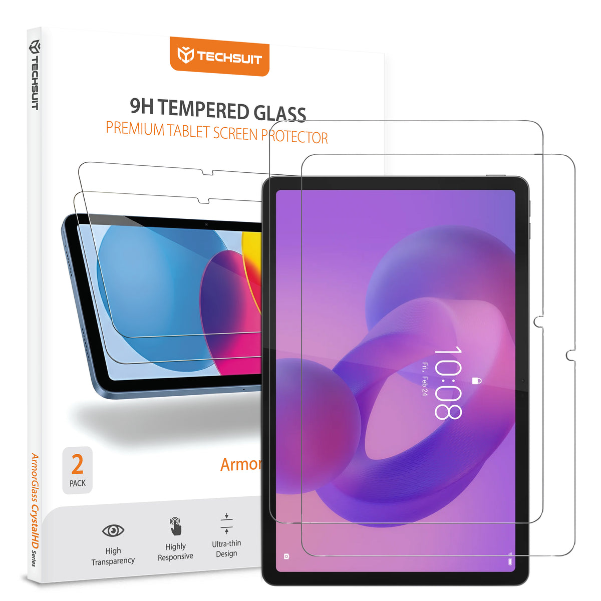 Ochranná fólia na obrazovku Techsuit ArmorGlass CrystalHD pre Lenovo Idea Tab 11, Kalené sklo, Full Glue, Sada 2 kusy