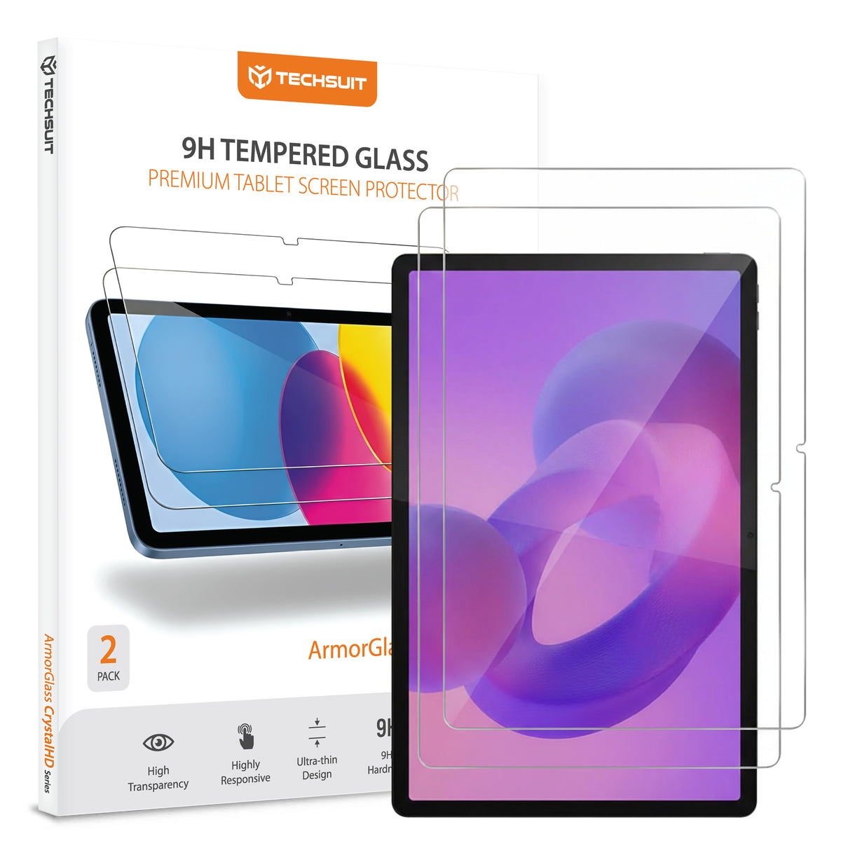 Ochranná fólia na displej Techsuit ArmorGlass CrystalHD pre Lenovo Idea Tab Pro, Kalené sklo, Full Glue, Sada 2 kusy