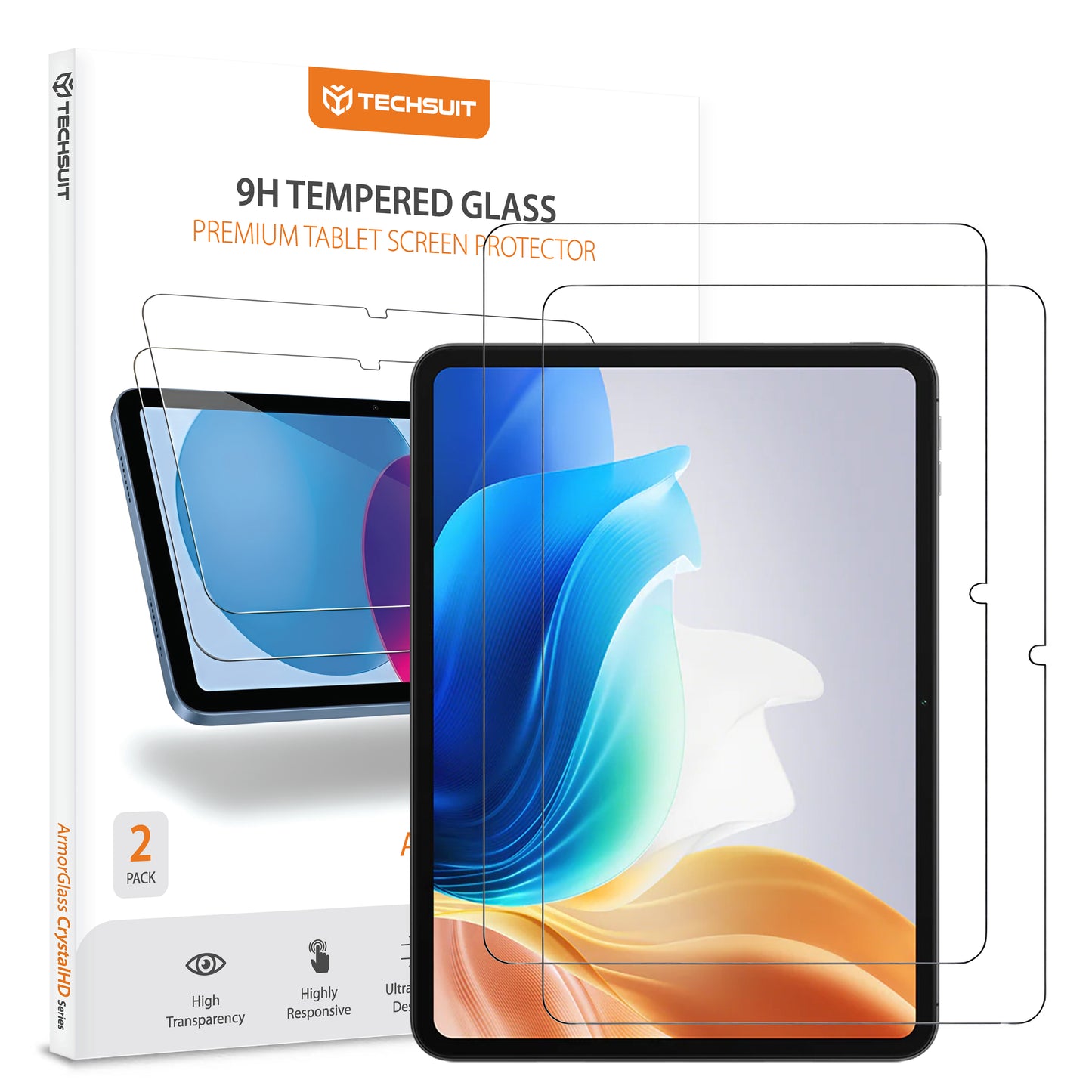 Ochranná fólia na displej Techsuit ArmorGlass CrystalHD pre Oppo Pad Air2 / Pad Neo / OnePlus Pad Go, Kalené sklo, Full Glue, Sada 2 kusy