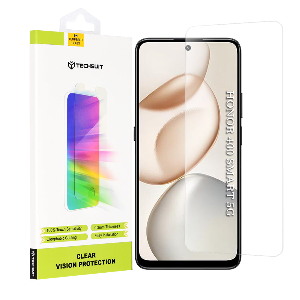 Techsuit Clear Vision Screen Protector for Honor 400 Smart 4G / X7d 4G / 400 Smart 5G / X7c / 200 Smart, Tempered Glass, Full Glue