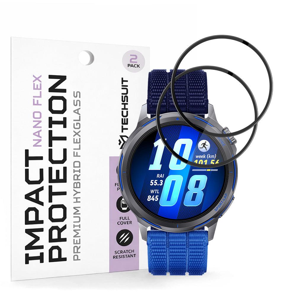 Ochranná fólia Techsuit Nano Flex na displej pre Huawei Watch GT Runner 2, Plast, Sada 2 kusy, Čierna