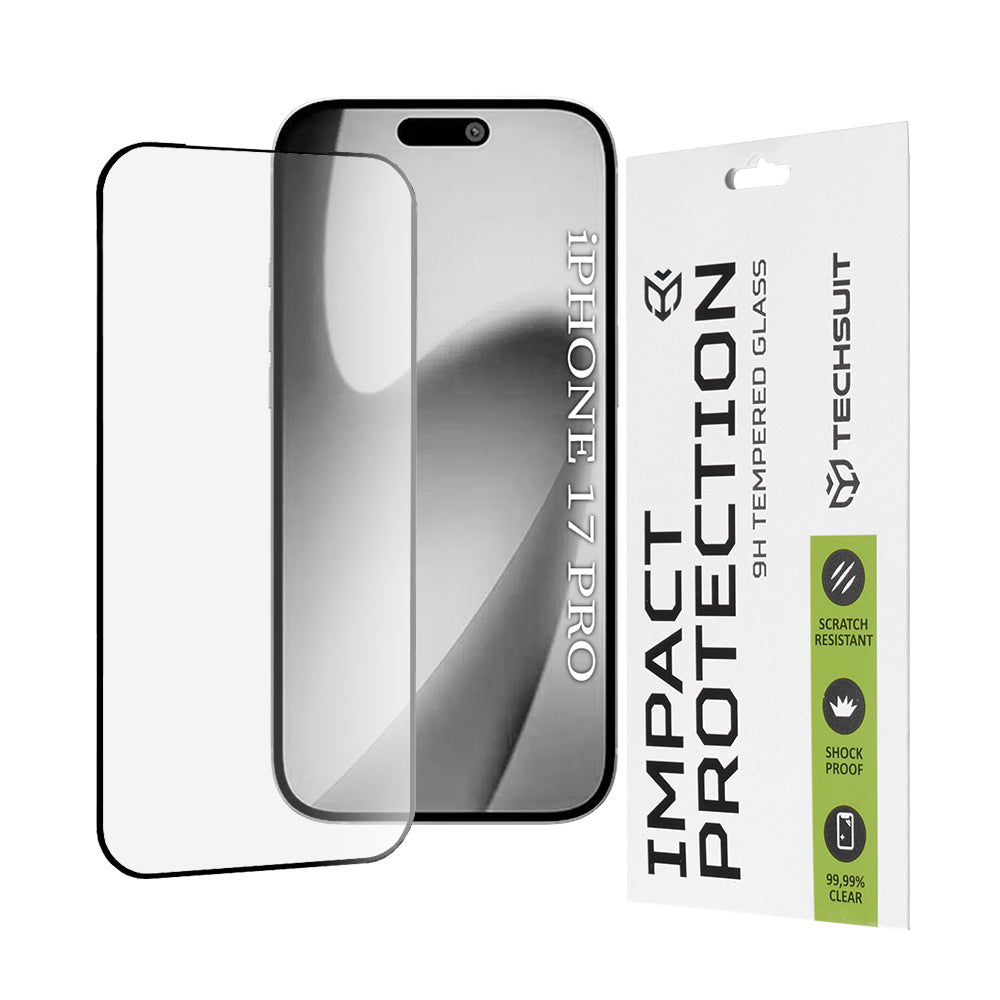 Ochranná fólia Techsuit na displej pre Apple iPhone 17 Pro, Kalené sklo, Full Glue, 111D, Čierna