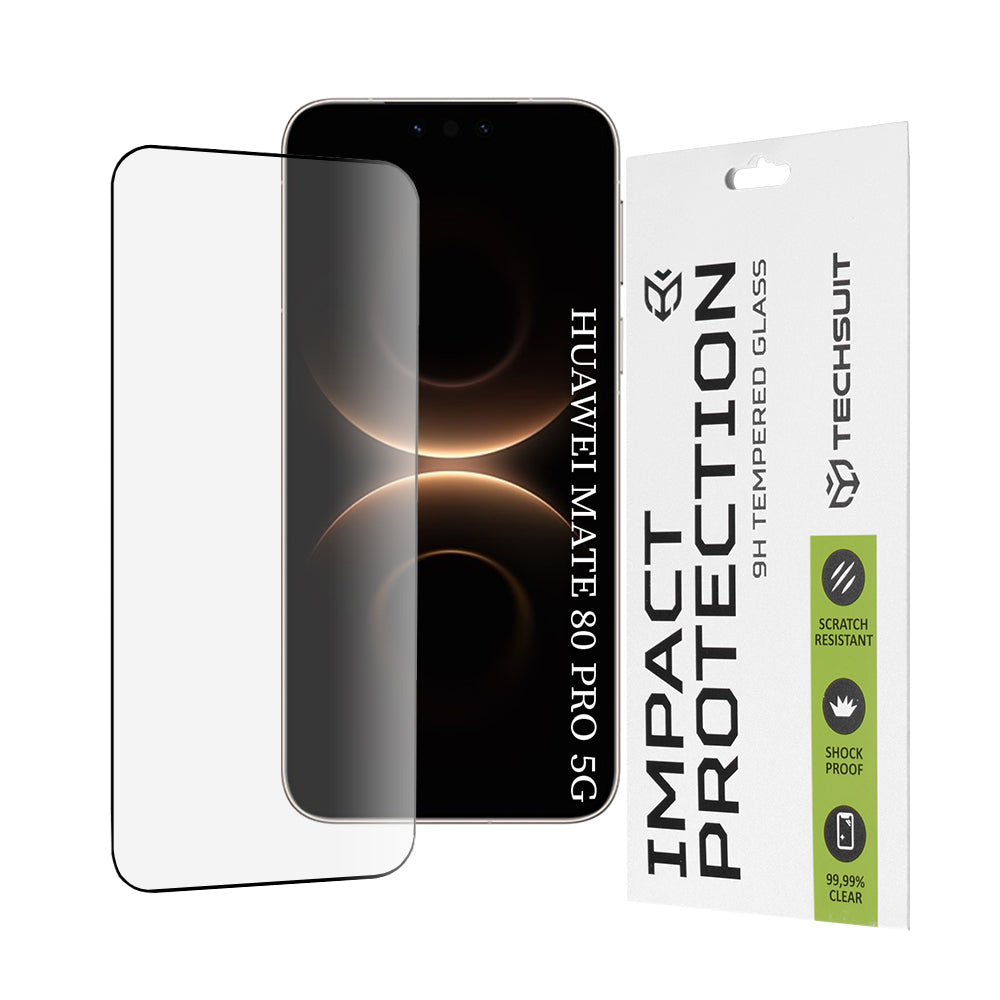 Ochranná fólia Techsuit na displej pre Huawei Mate 80 Pro, Kalené sklo, Full Glue, 111D, Čierna