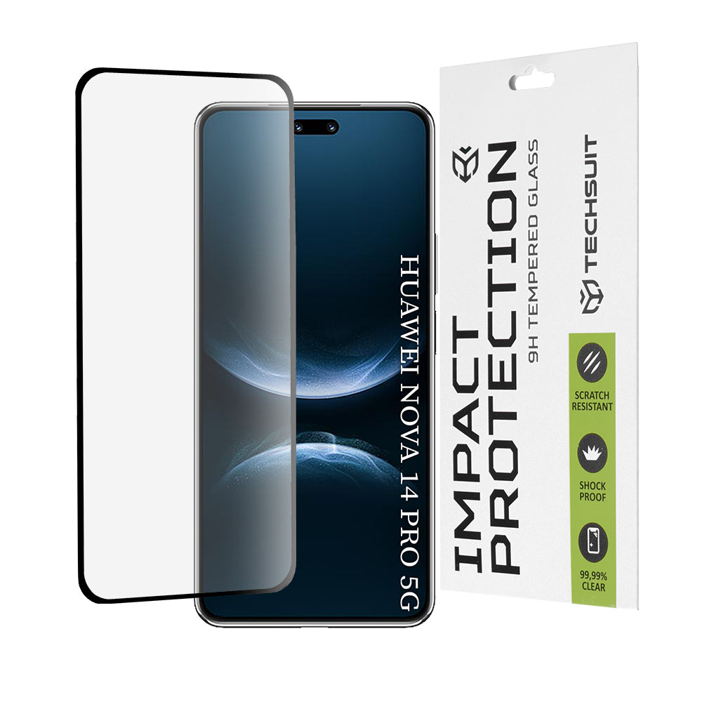 Ochranná fólia na displej Techsuit pre Huawei nova 14 Pro, Kalené sklo, Full Glue, 111D, Čierna