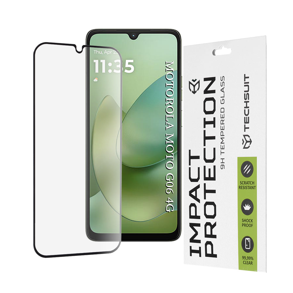 Ochranná fólia Techsuit na displej pre Motorola Moto G06 Power / G06, Kalené sklo, Full Glue, 111D, Čierna