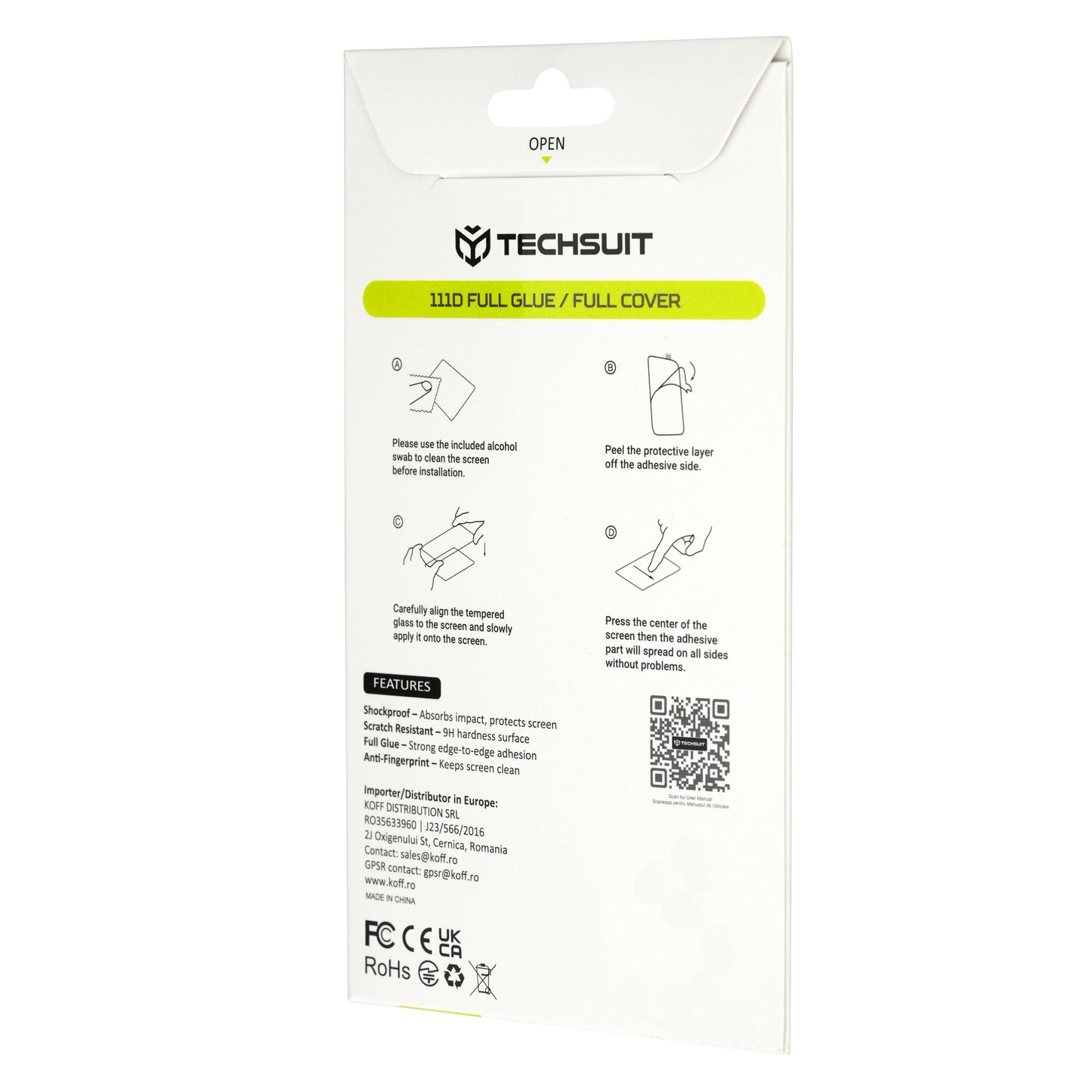 Ochranná fólia na displej Techsuit pre Motorola Moto G47 / G37 Power / G37, tvrdené sklo, Full Glue, 111D, čierna