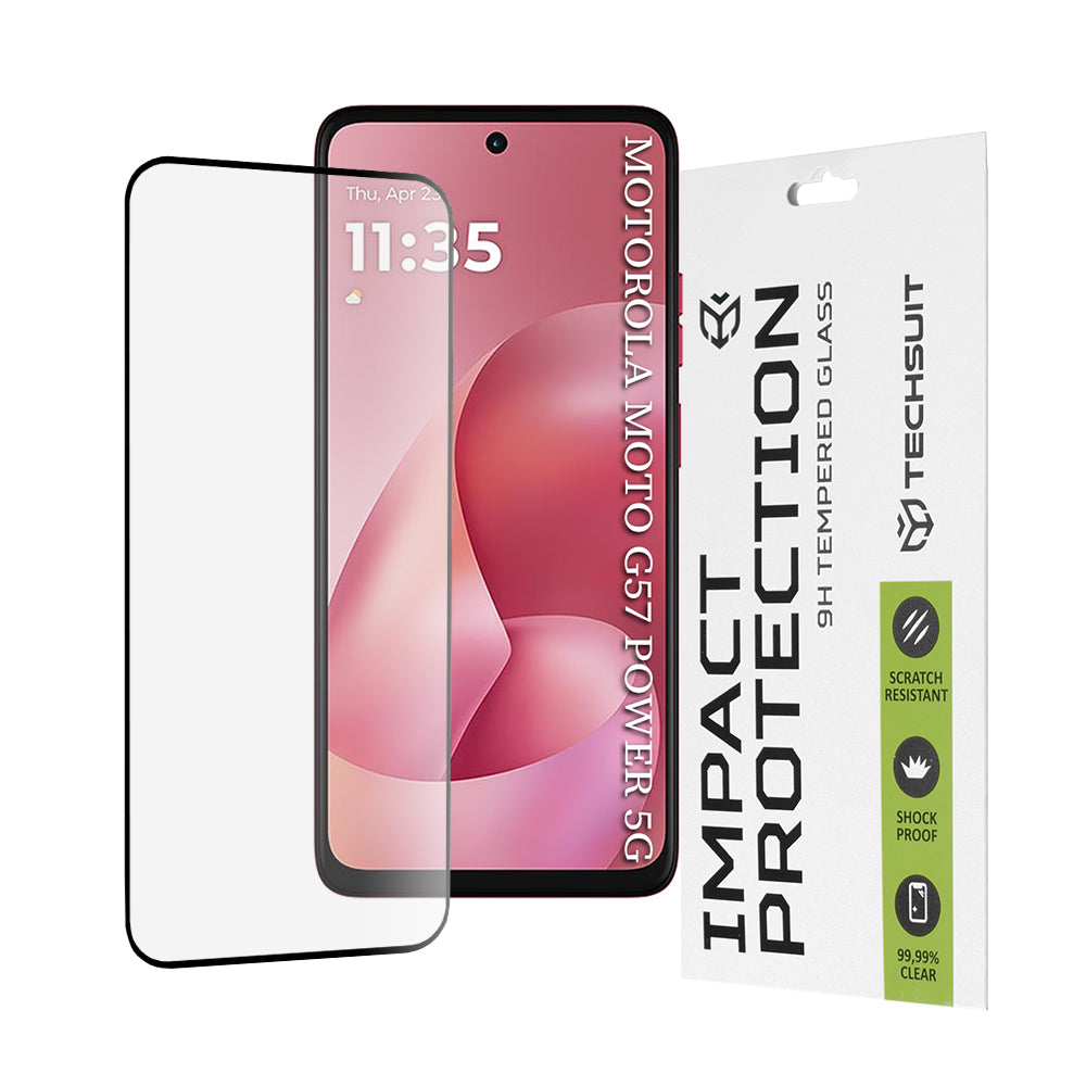 Ochranná fólia na displej Techsuit pre Motorola Moto G67 Power / G57 Power, Kalené sklo, Full Glue, 111D, Čierna