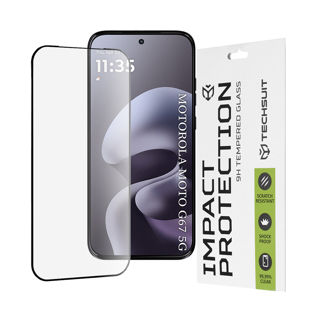 Ochranná fólia na displej Techsuit pre Motorola Moto G77 / G67, Kalené sklo, Full Glue, 111D, Čierna