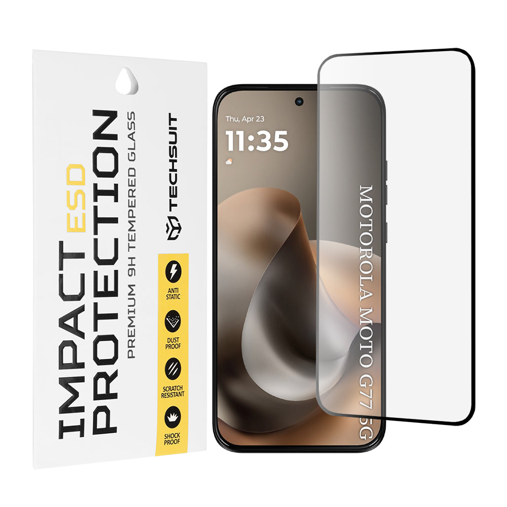 Ochranná fólia na displej Techsuit pre Motorola Moto G77 / G67, tvrdené sklo, plné lepidlo, čierna