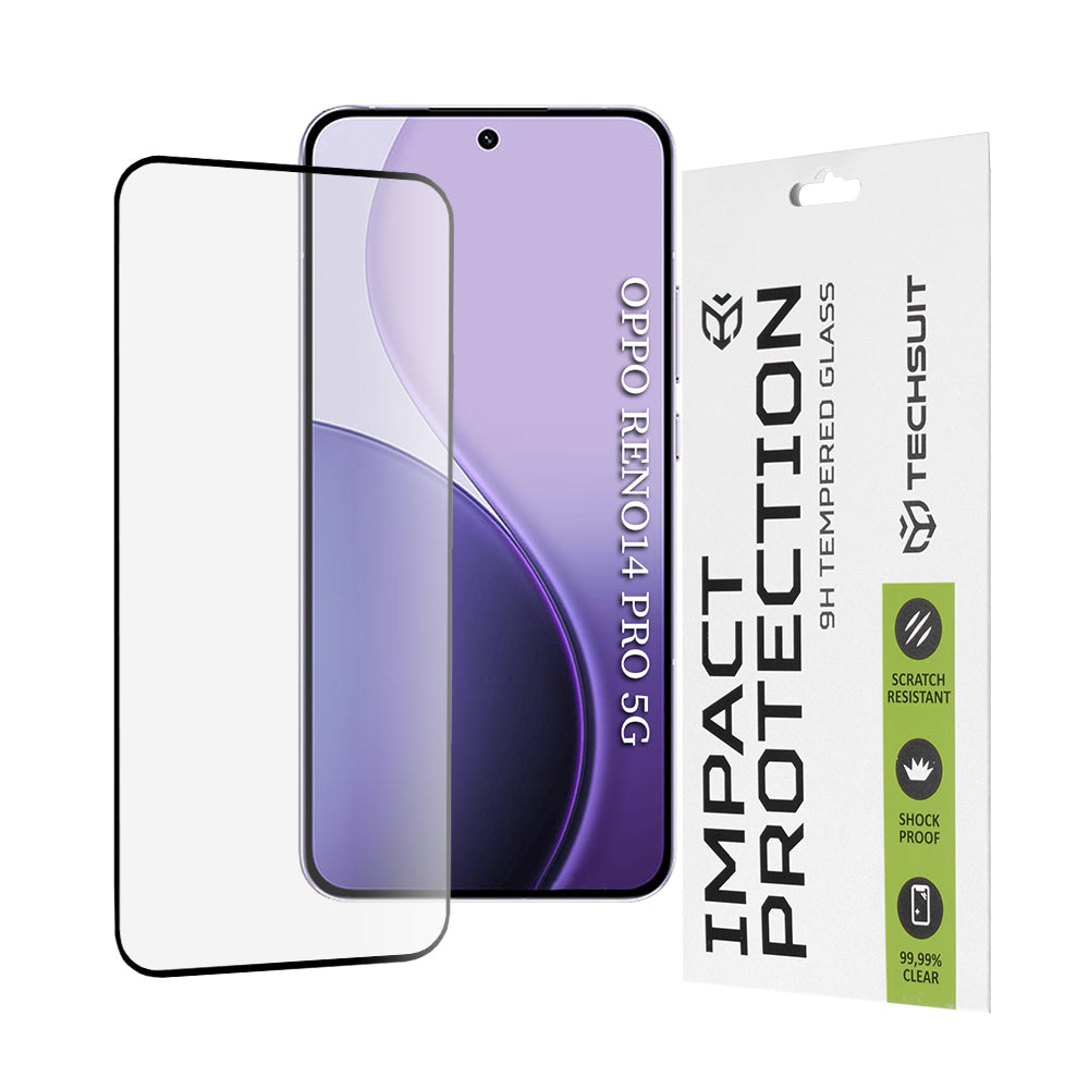 Ochranná fólia na displej Techsuit pre Oppo Reno14 Pro, tvrdené sklo, plné lepidlo, 111D, čierna