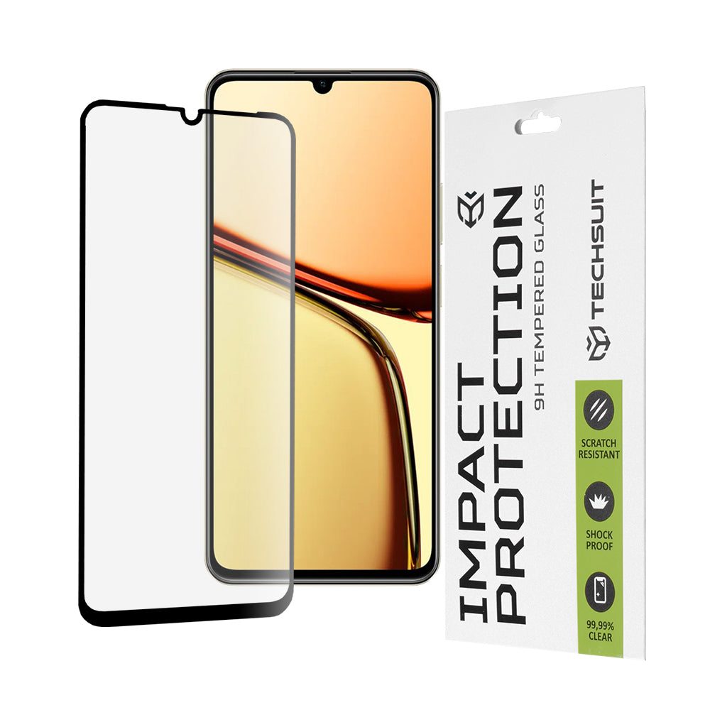 Ochranná fólia Techsuit na displej pre Realme C63 / C61, Tvrdené sklo, Full Glue, 111D, Čierna