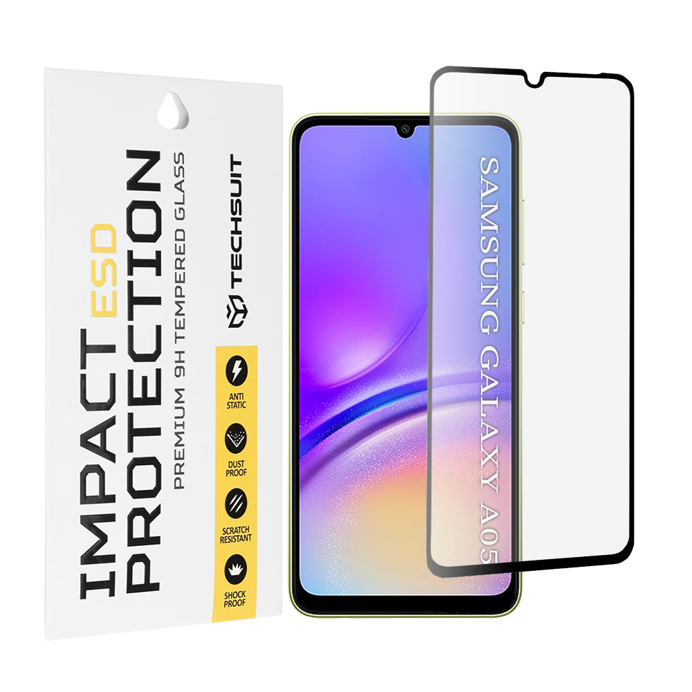 Ochranná fólia na obrazovku Techsuit pre Samsung Galaxy A05 A055, tvrdené sklo, plné lepidlo, čierna