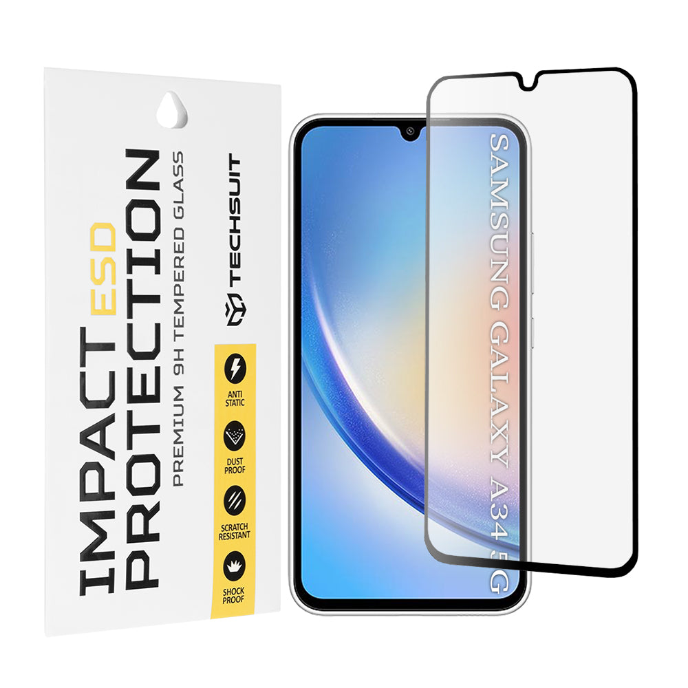Ochranná fólia na obrazovku Techsuit pre Samsung Galaxy A34 A346, tvrdené sklo, plné lepidlo, čierna