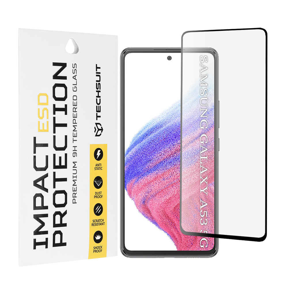 Ochranná fólia na obrazovku Techsuit pre Samsung Galaxy A53 5G A536, tvrdené sklo, plné lepidlo, čierna
