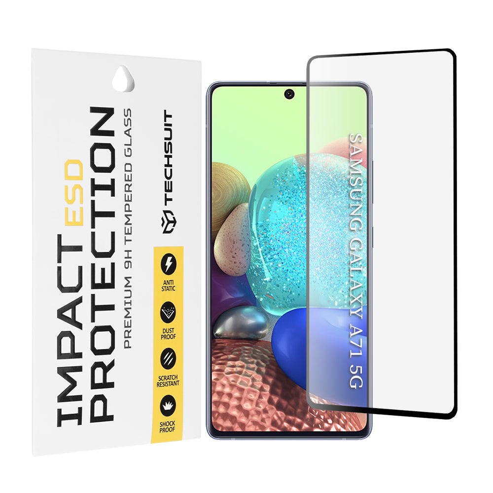 Ochranná fólia na displej Techsuit pre Samsung Galaxy M51 M515 / A71 5G A716 / Note10 Lite N770 / A71 A715, tvrdené sklo, plné lepidlo, čierna