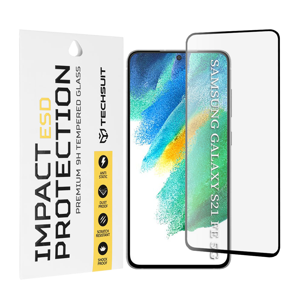 Ochranná fólia na displej Techsuit pre Samsung Galaxy S21 FE 5G G990, tvrdené sklo, plné lepidlo, čierna