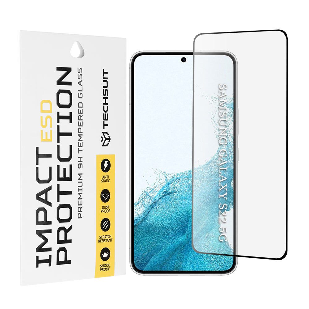 Ochranná fólia na displej Techsuit pre Samsung Galaxy S23 S911 / S22 5G S901, tvrdené sklo, plné lepidlo, čierna