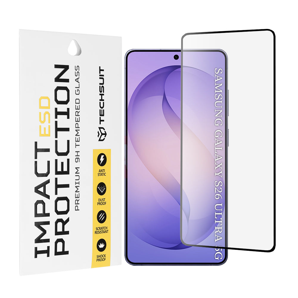 Ochranná fólia na displej Techsuit pre Samsung Galaxy S26 Ultra S948, Kalené sklo, Full Glue, Čierna
