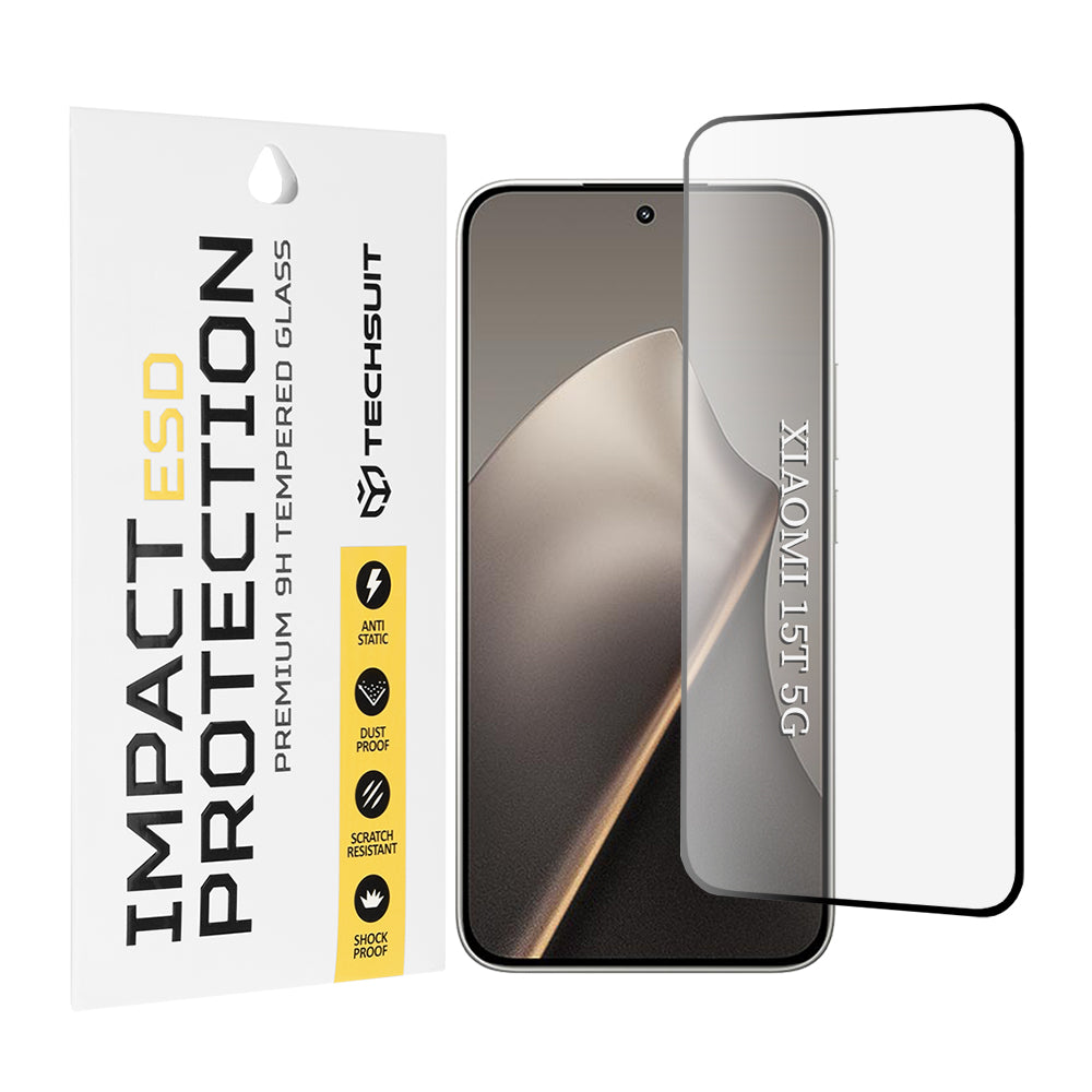 Ochranná fólia na displej Techsuit pre Xiaomi 15T, Tvrdené sklo, Full Glue, Čierna