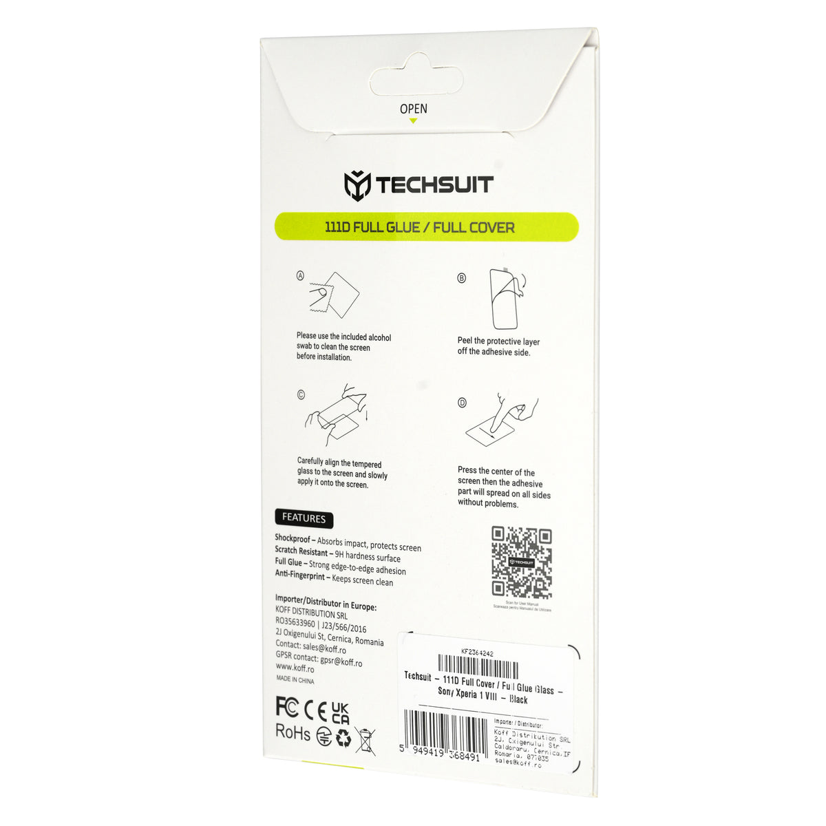 Ochranná fólia na displej Techsuit pre Xiaomi 17T Pro, tvrdené sklo, Full Glue, 111D, čierna