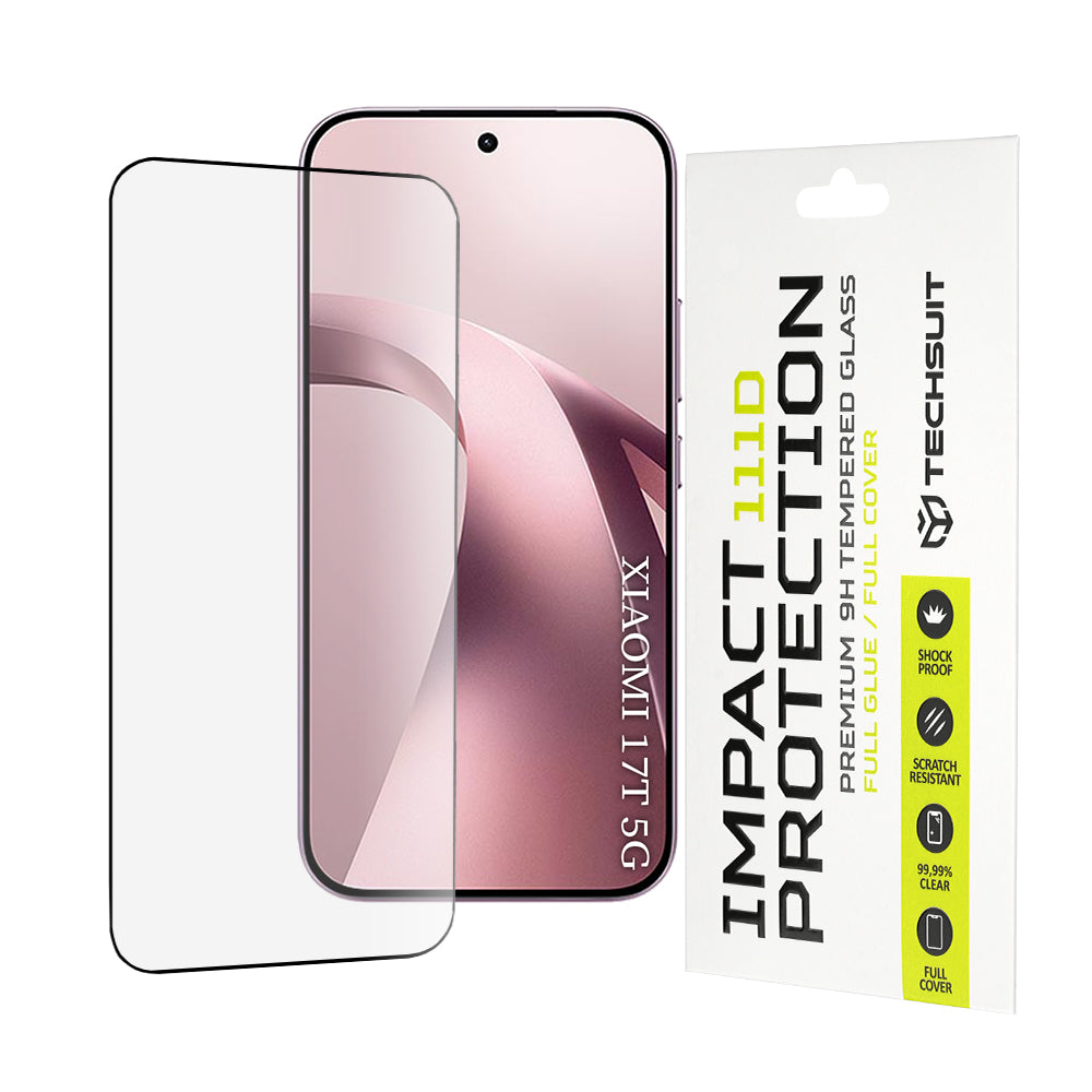 Ochranná fólia na displej Techsuit pre Xiaomi 17T, tvrdené sklo, Full Glue, 111D, čierna
